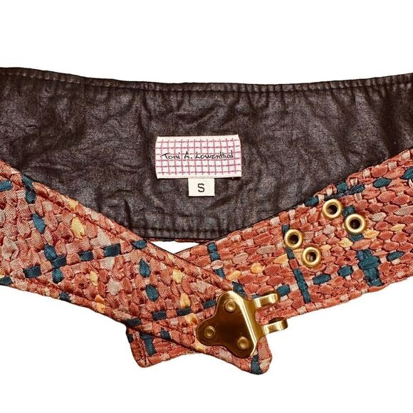 Toni A. Lowenthal Orange and Teal Woven Ribbon Belt Wearable Art - Picture 5 of 10